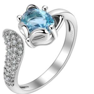 Sterling Silver Fashion Fox Open Ring